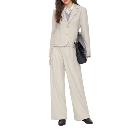 Damen Weite Nadelstreifen-Hose mit Wickel-Taille EB