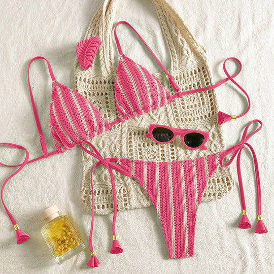 Damen Strappy Bikiniset mit verstellbaren Trägern EB