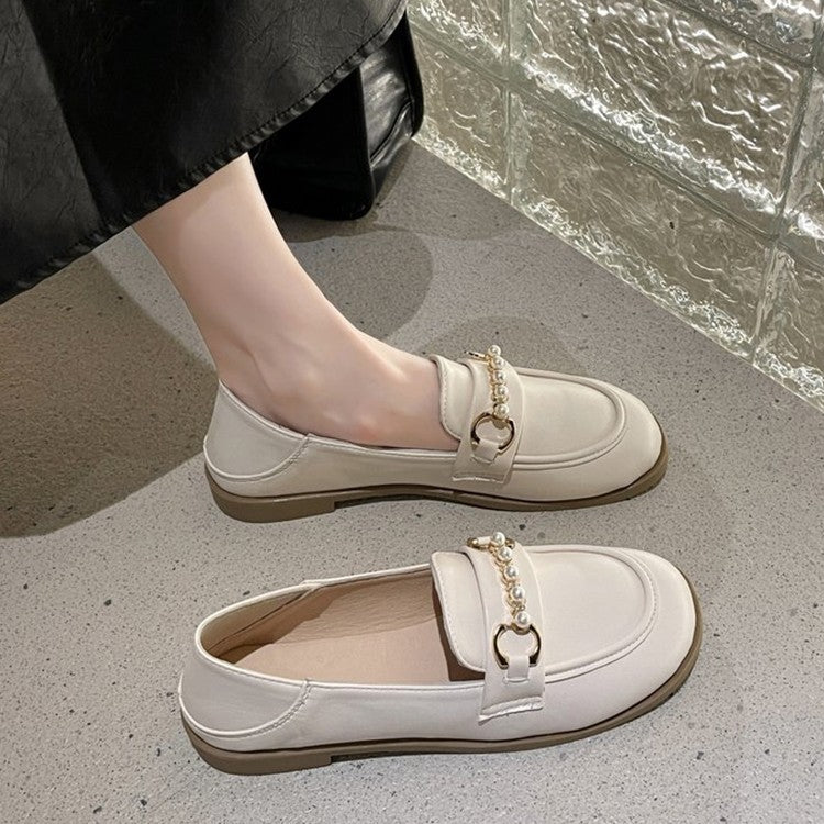 Damen Elegante Mokassins mit modischem Kettenverschluss EB