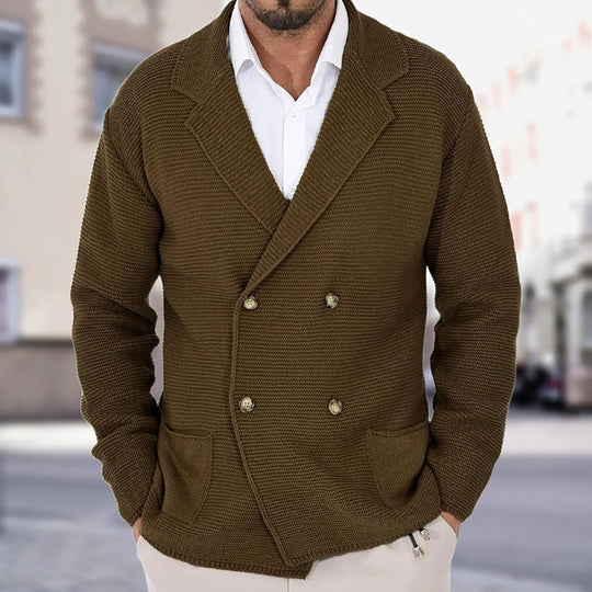 Herren Strickjacke mit doppelter Knopfleiste und modernen Taschen EB