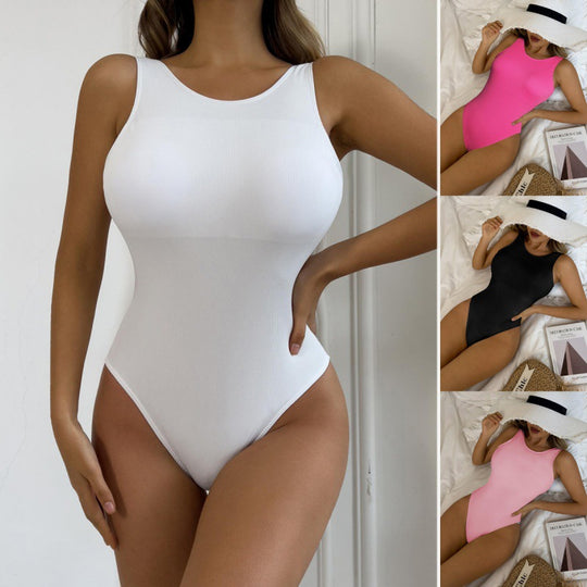 Damen Einteiler Badeanzug mit modernen Rippstrukturen und flexiblem Schnitt EB