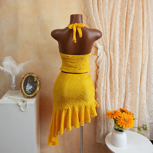 Damen Neckholder-Rüschenkleid EB