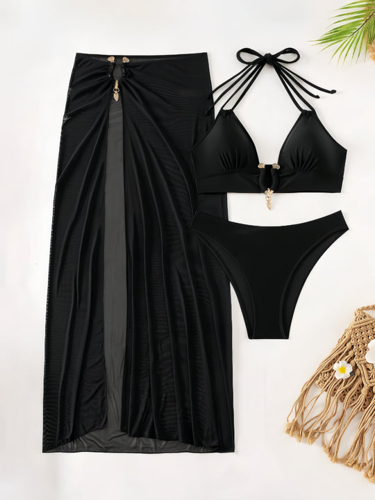Damen Bikiniset mit transparentem Maxirock EB