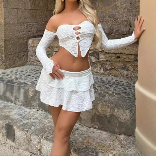 Damen Cropped Oberteil mit einzigartigem Knotendesign und raffinierten Ärmeln EB