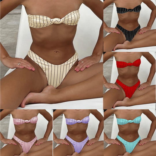Damen Bandeau-Bikini mit stylischem Knotendesign EB