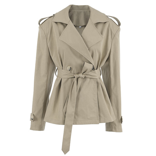 Damen Oversized Trenchcoat mit breitem Kragen und dekorativen Knopfdetails EB