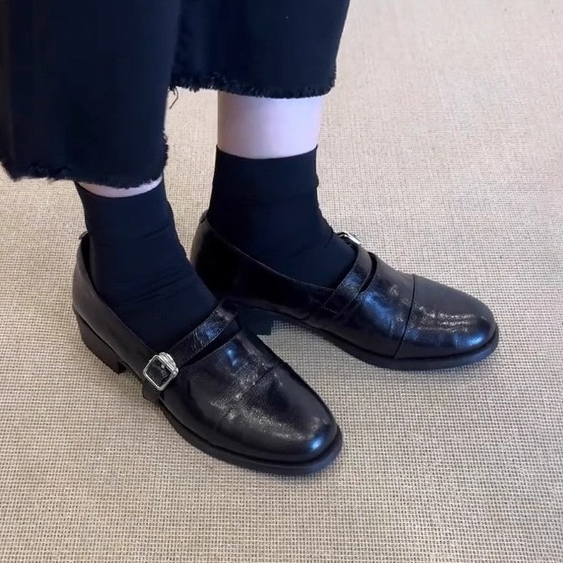 Damen Elegante Loafers mit dekorativem Schnallenverschluss EB
