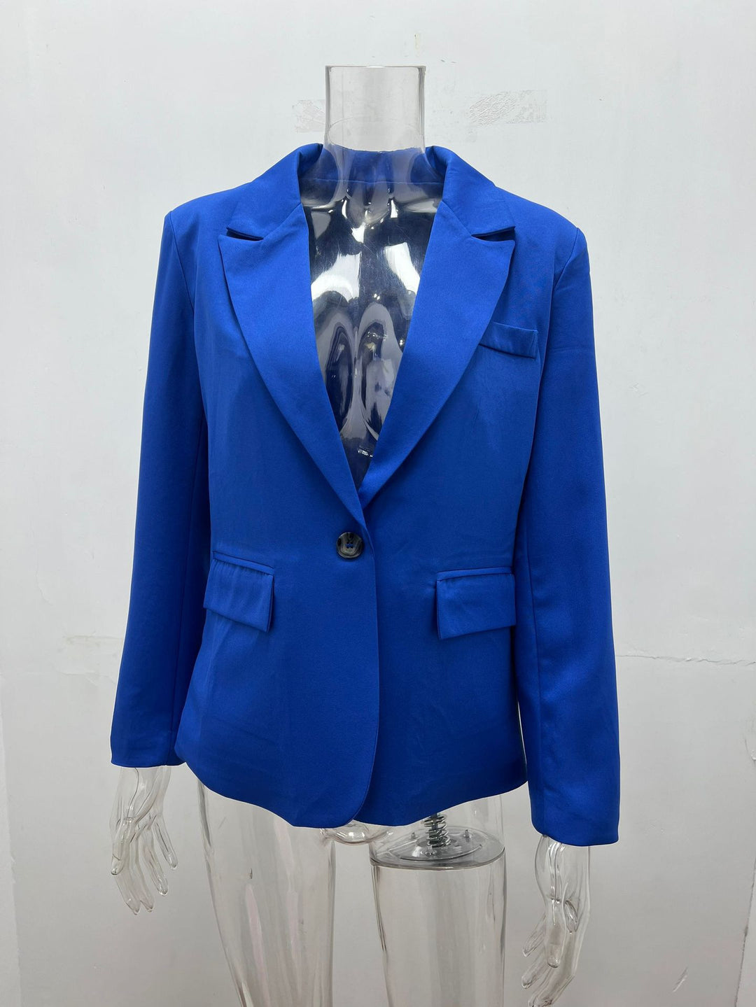 Damen nan taillierter Blazer mit Ein-Knopf-Verschluss Reverskragen und Pattentaschen EB