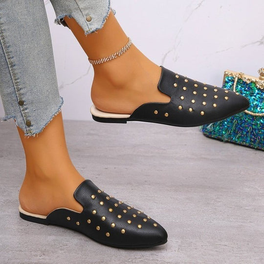 Damen offene Slipper mit funkelnden Nieten EB