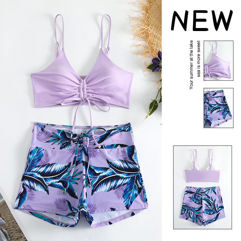 Damen Zweiteiliges Badeset mit verstellbarem Bustier und Shorts EB