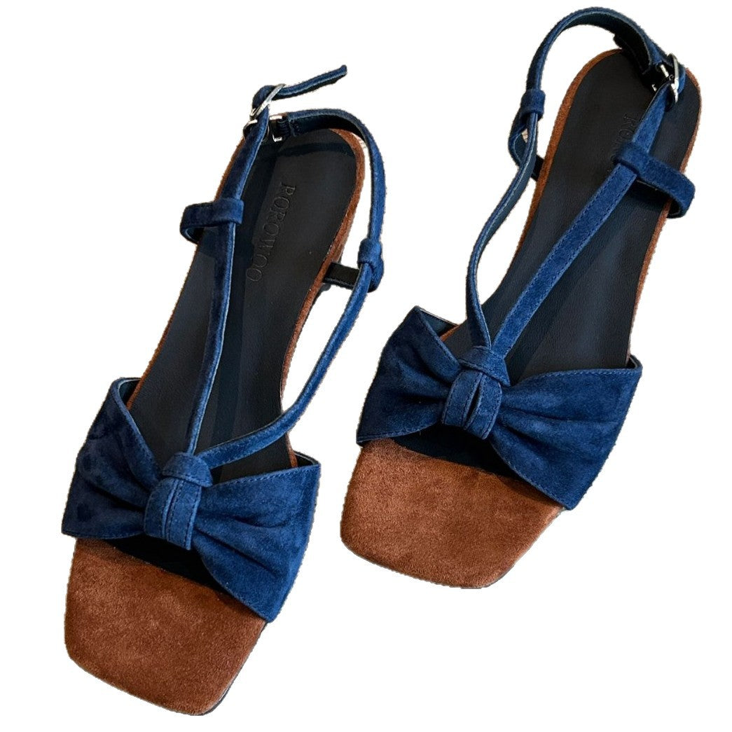 Damen Sandalen mit elegantem Schleifen-Design und komfortablem Blockabsatz EB