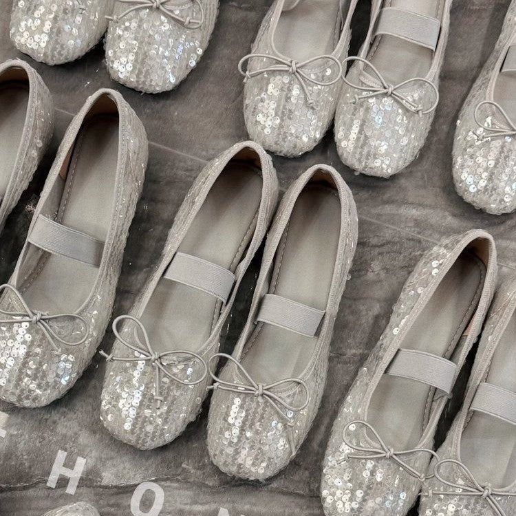 Damen elegante Ballettschuhe mit Pailletten EB
