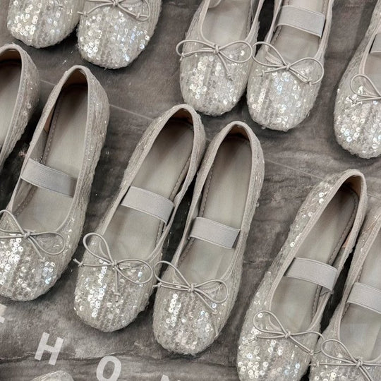 Damen elegante Ballettschuhe mit Pailletten EB