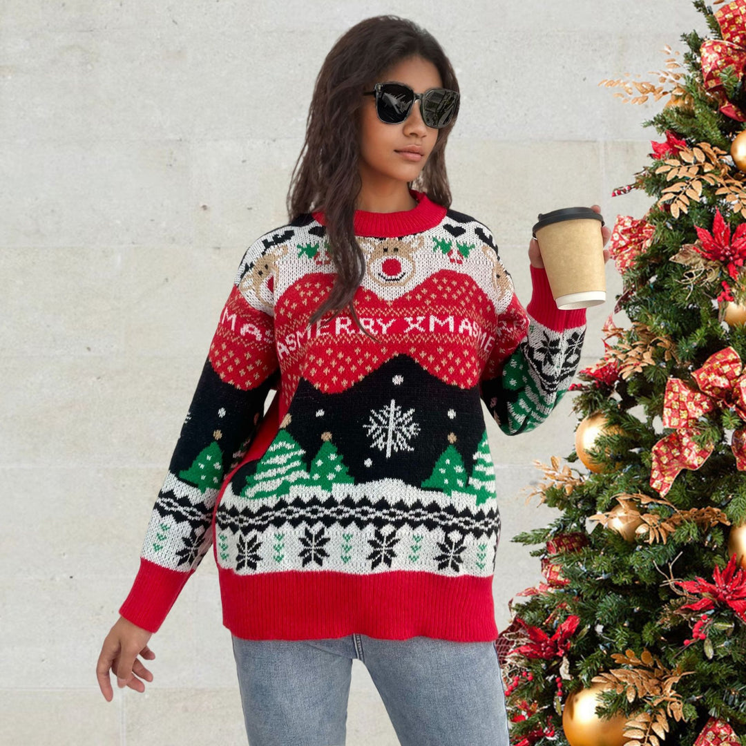 Damen Weihnachtspullover mit festlichen Motiven und bequemer Passform EB