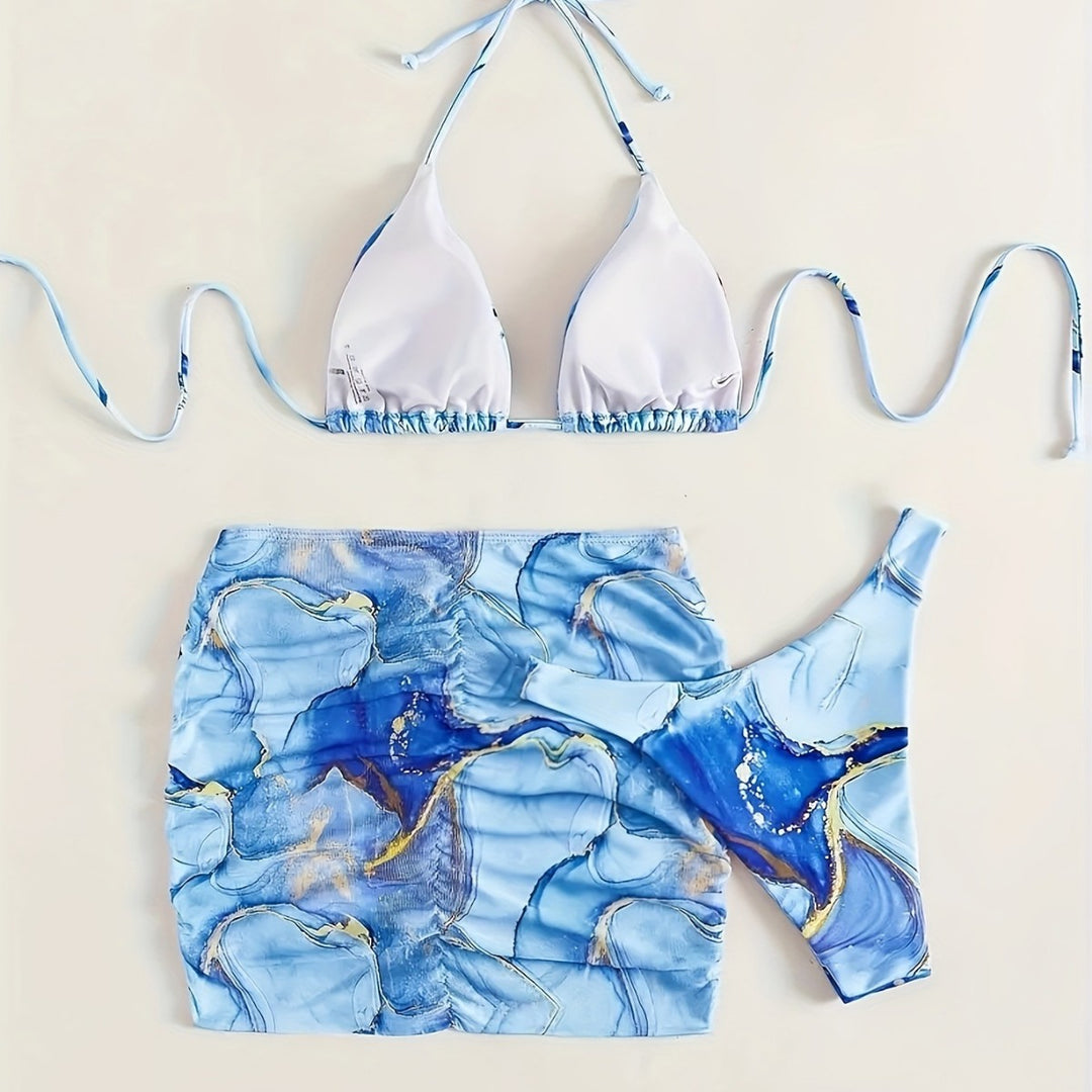 Damen Triangel-Bikini mit modischem Wickelrock EB
