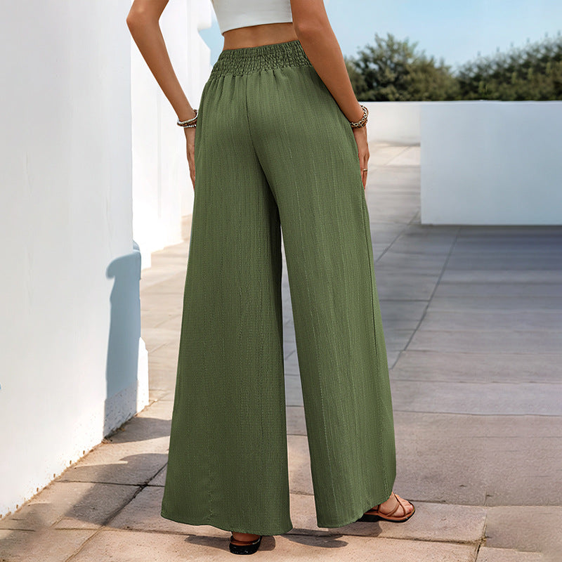 Damen Weite Palazzo-Hose mit elastischem Taillenbund und lässiger Schnitt EB