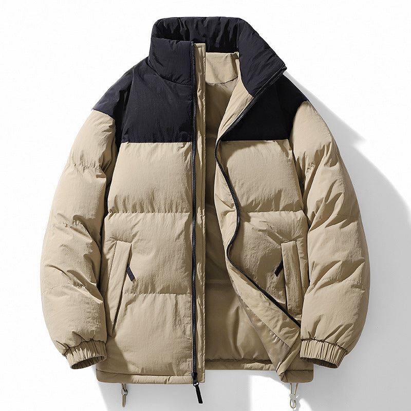 Herren gesteppte Thermo-Steppjacke mit hohem Stehkragen, Zwei-Wege-Reißverschluss und Kordelzugsaum EB