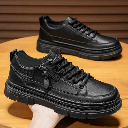 Damen Elegante Freizeit-Ledersneaker mit praktischem Reißverschluss und robustem Sohlenprofil EB