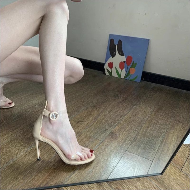 Damen transparente High Heel Sandalen mit elegantem Riemendesign EB