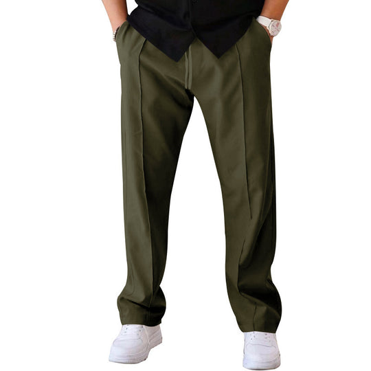 Herren Gerade geschnittene Freizeit-Hose mit Bundzug, Bügelfalte und Eingrifftaschen EB
