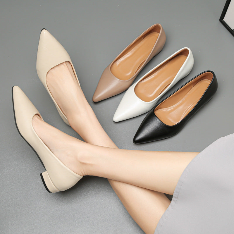 Damen klassische Ballerinas mit elegantem spitzen Design und bequemem Blockabsatz EB