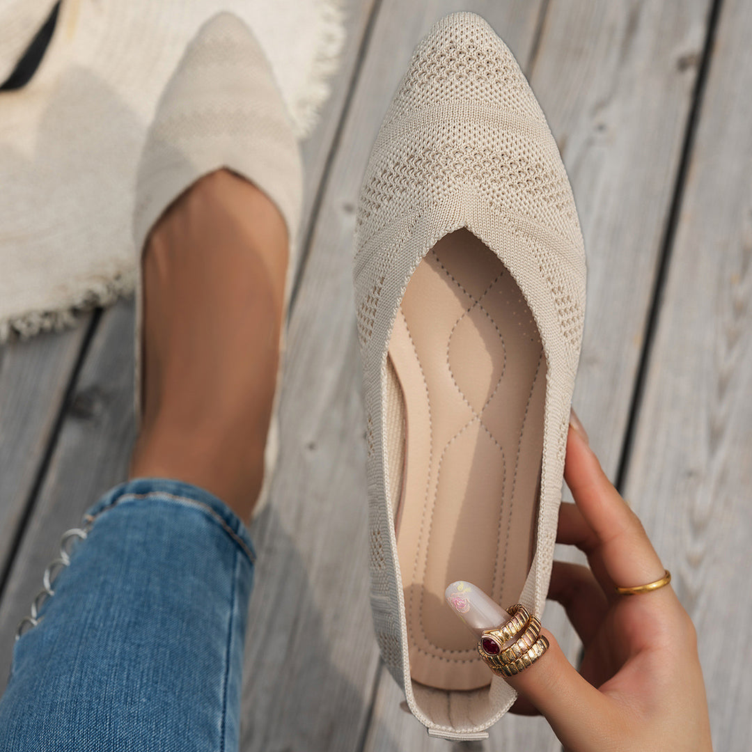 Damen elegante Ballerinas mit atmungsaktivem Strickdesign EB