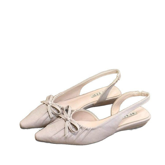 Damen elegante Sling-Ballerinas mit dekorativen Schleifen und flachem Absatz EB