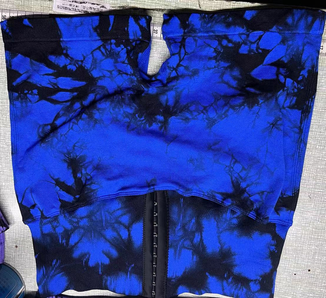 Damen Modische Radlerhosen mit höhenverstellbarem Bund und einzigartigem Batikdesign EB