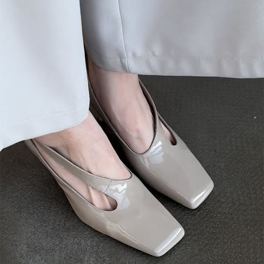 Damen elegante Slingback-Pumps mit glänzender Kappenfront EB