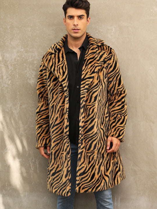 Herren Modischer und bequemer Zebra-Fellmantel EB