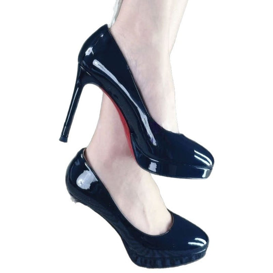 Damen glänzende Stiletto Pumps mit hoher Absatzform EB
