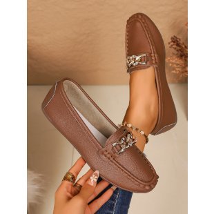 Damen Mokassin-Schlüpfschuhe mit dekorativer Applikation EB
