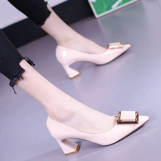 Damen elegante Pumps mit modischem Quadratverschluss EB
