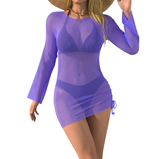 Damen Strandkleid mit transparenten Ärmeln EB
