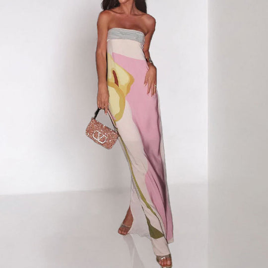 Damen Maxikleid mit elegantem Design und farbenfrohen Akzenten EB