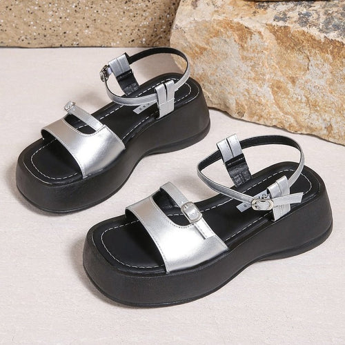 Damen modische Wedge-Sandalen mit verstellbaren Riemchen und rutschfester Sohle EB
