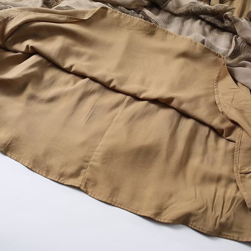 Damen Viskose Maxirock mit voluminösem Rüschensaum und floralen Mustern EB