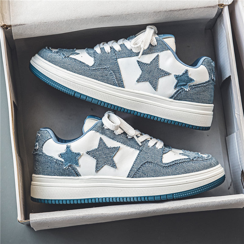 Damen modische Sneakers mit gesticktem Sternendesign und lässigem Look EB