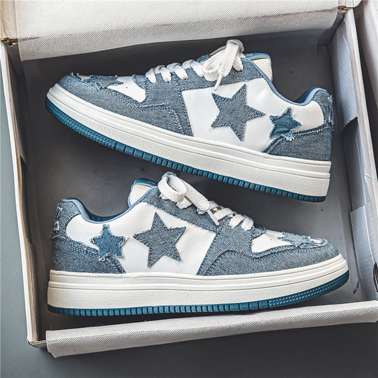 Damen modische Sneakers mit gesticktem Sternendesign und lässigem Look EB