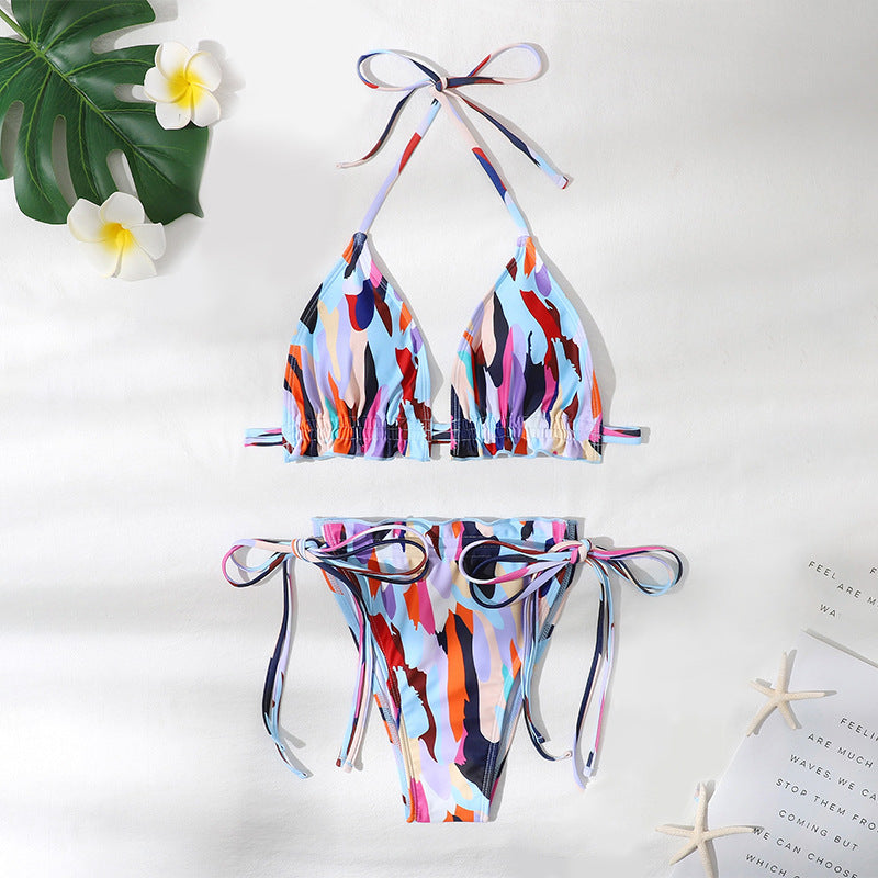 Damen Triangel-Bikini mit verstellbaren Rüschendetails EB