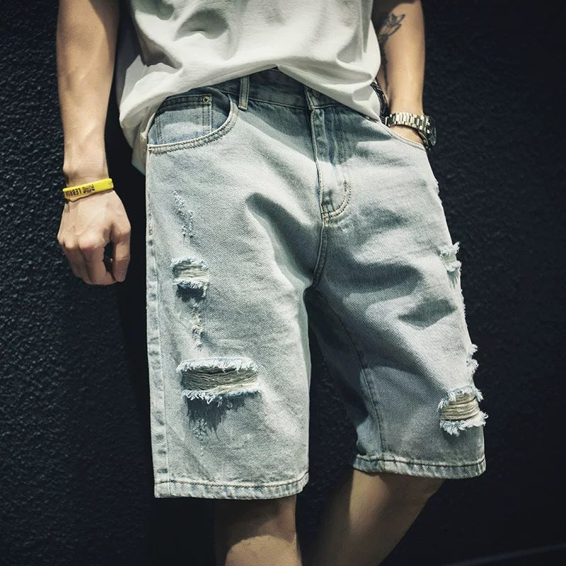 Herren lässige Destroyed Denim-Shorts mit modernen Details und bequemer Passform EB