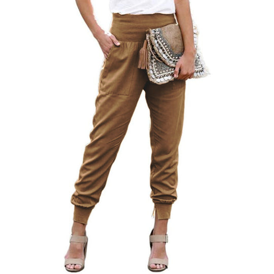 Damen Freizeithose mit hohem Bund und praktischen Tasche EB