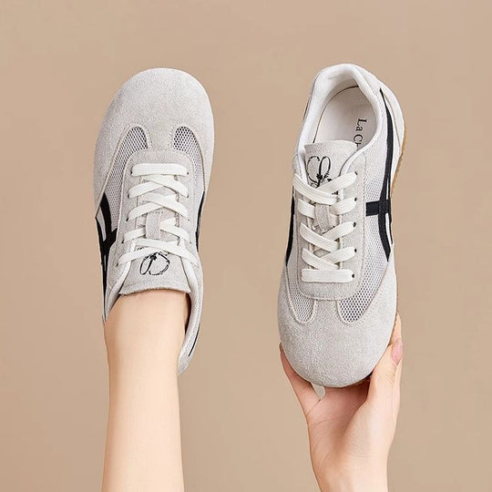 Damen Komfortable Sneaker mit atmungsaktivem Mesh und Wildlederoberfläche EB