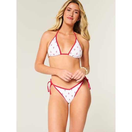 Damen Triangel-Bikini mit verspieltem Hummerdesign und verstellbaren Bändern EB
