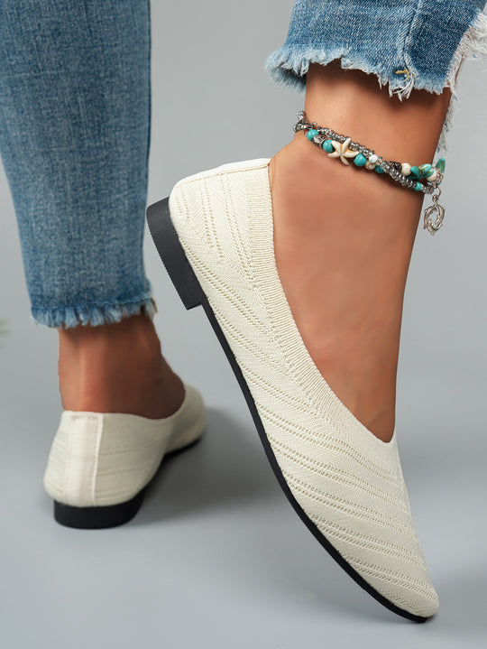 Damen Ballerinas aus atmungsaktivem Strickmaterial mit elegantem Schnitt EB