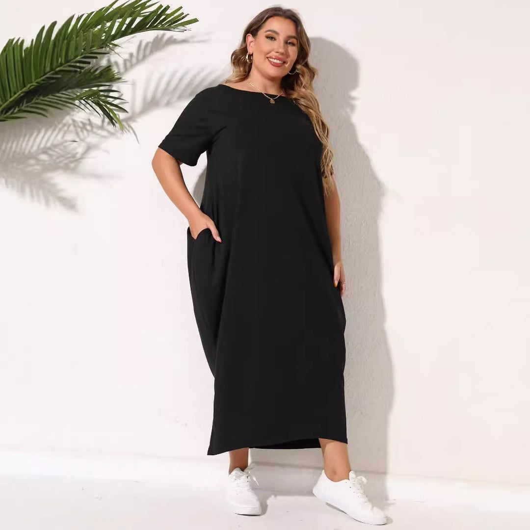 Damen lässiges Maxikleid mit seitlichen Taschen und bequemem Schnitt EB