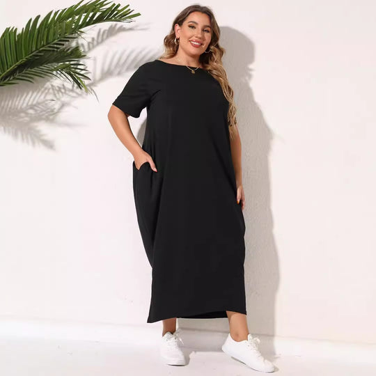 Damen lässiges Maxikleid mit seitlichen Taschen und bequemem Schnitt EB