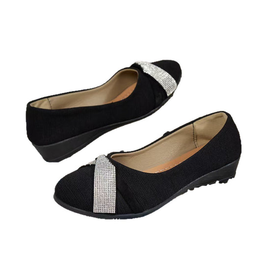 Damen Ballerinas mit glitzerndem Schleifendetail und komfortabler Fußbettgestaltung Heidi Mode