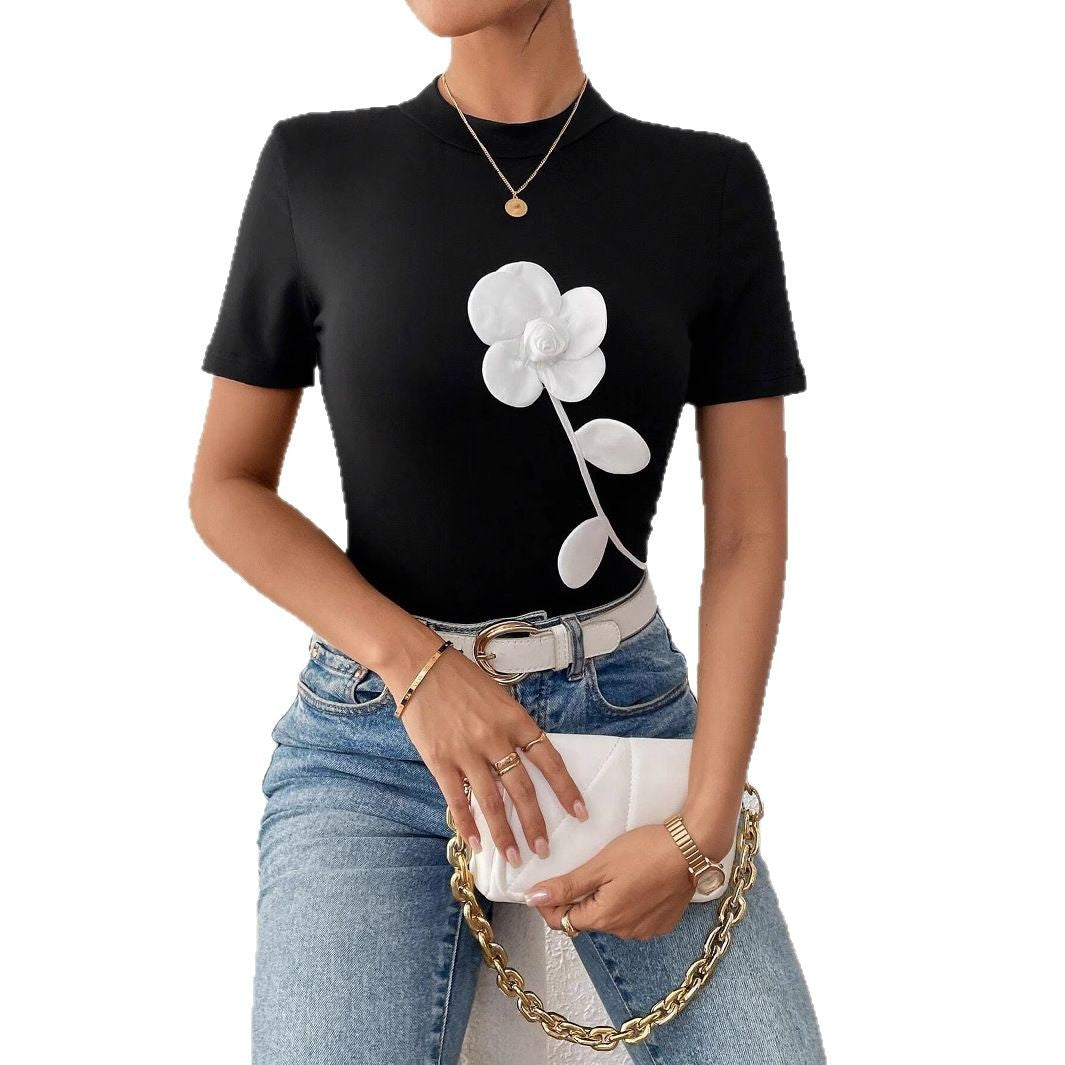 Damen T-Shirt mit floralem 3D-Design EB