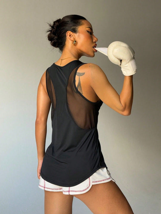 Damen Sportliches Funktionsshirt mit Mesh-Einsätzen EB